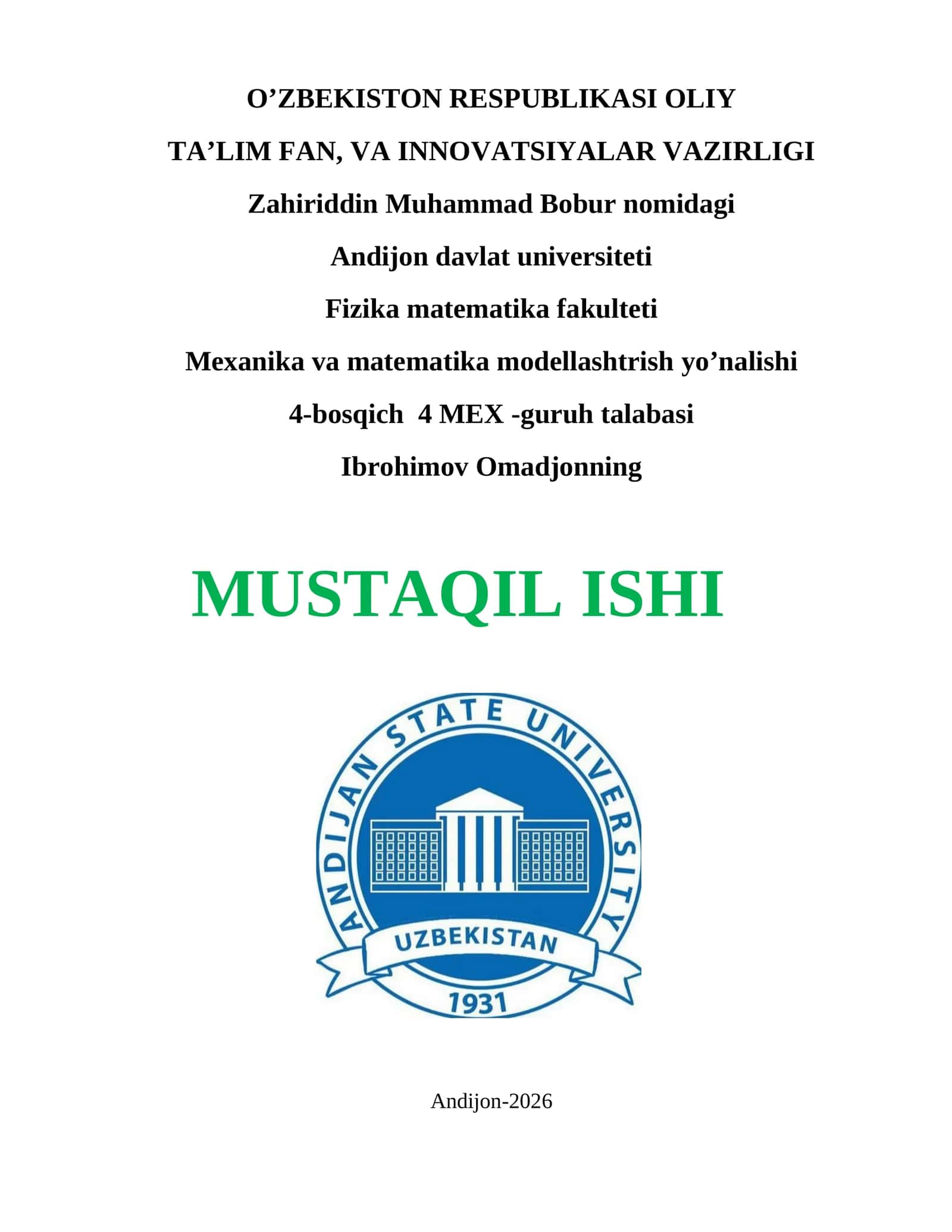 NAZARIY MEXANIKA BO‘LIMLARI BO‘YICHA KO‘RGAZMALI-DIDAKTIK MATERIAL