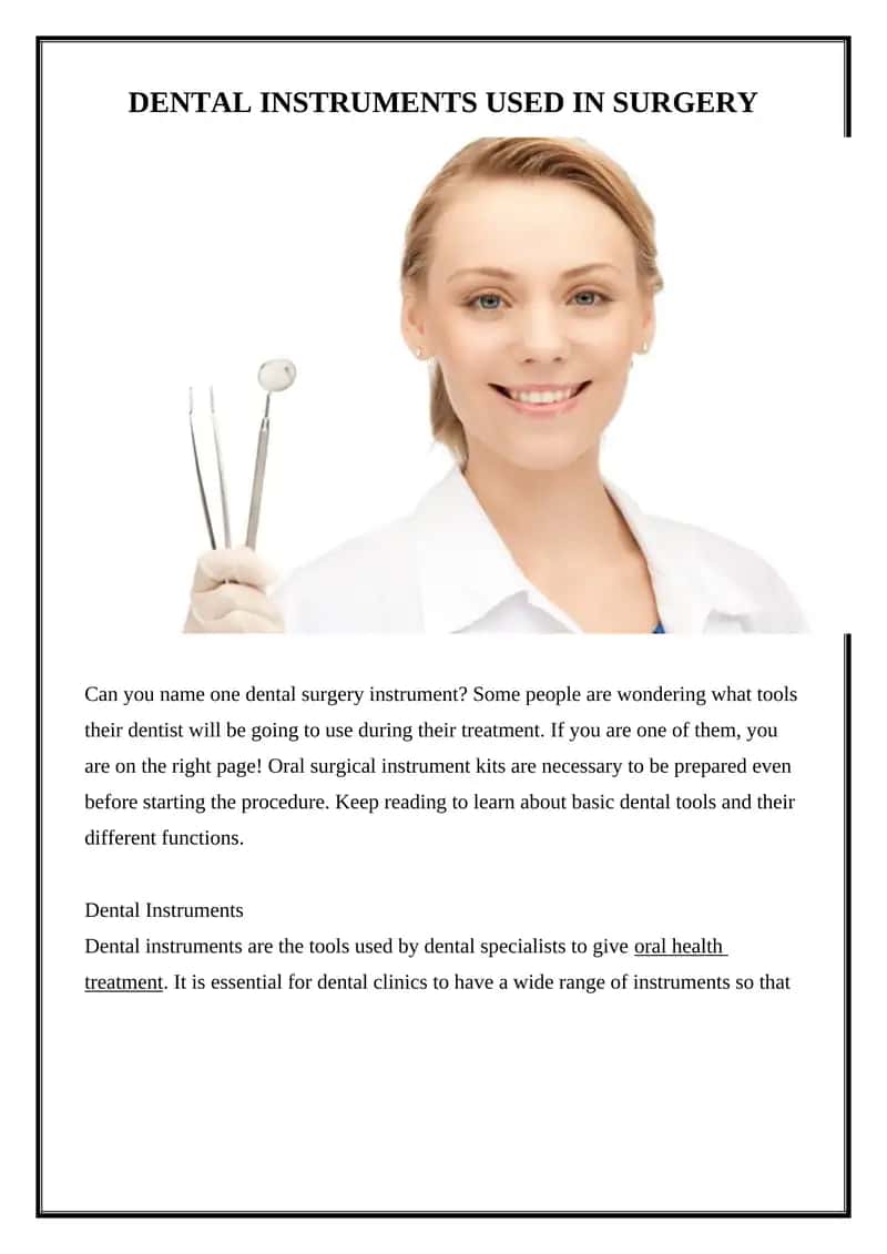 Dental Surgery Instrument Kit