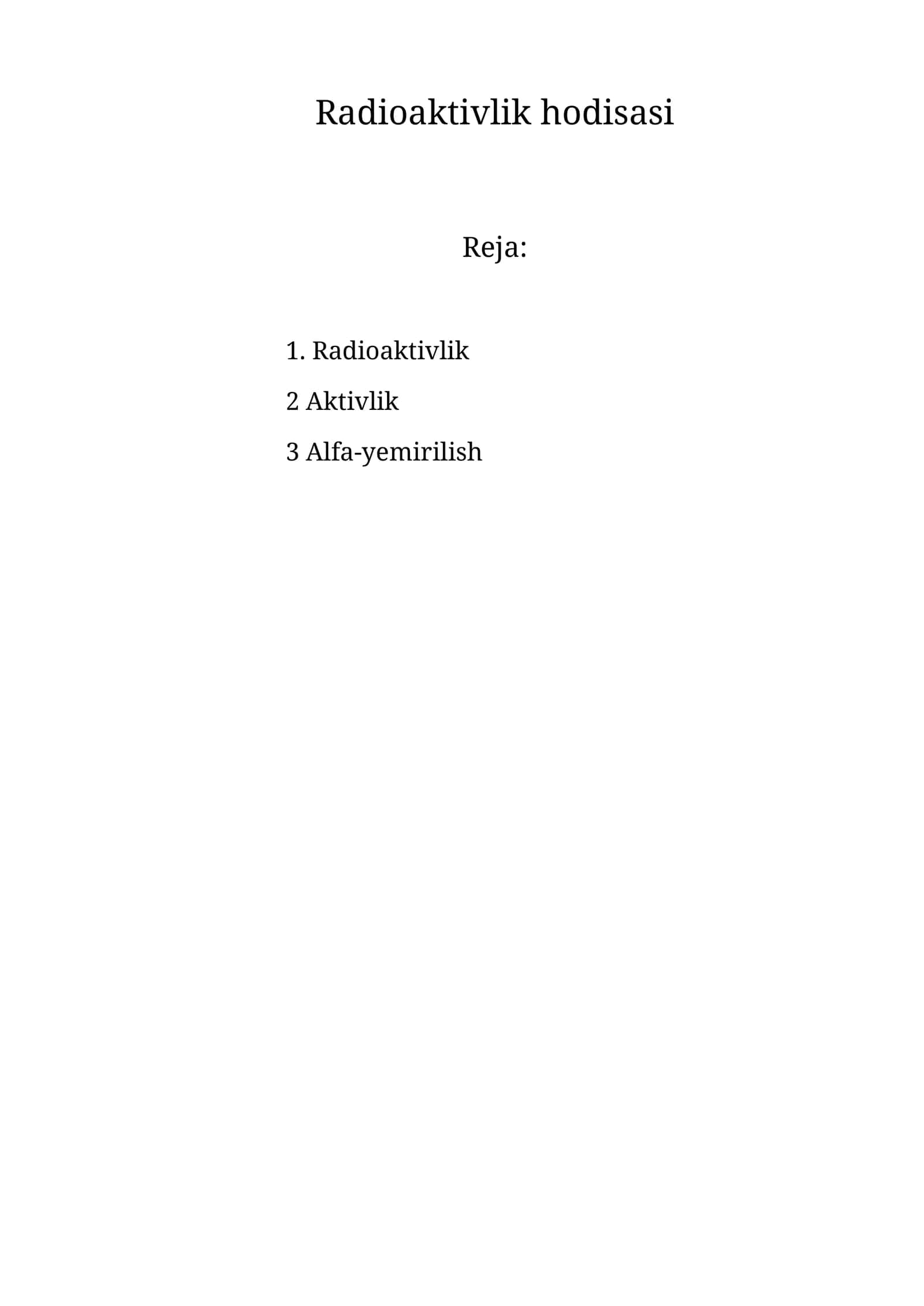 Radioaktivlik hodisasi