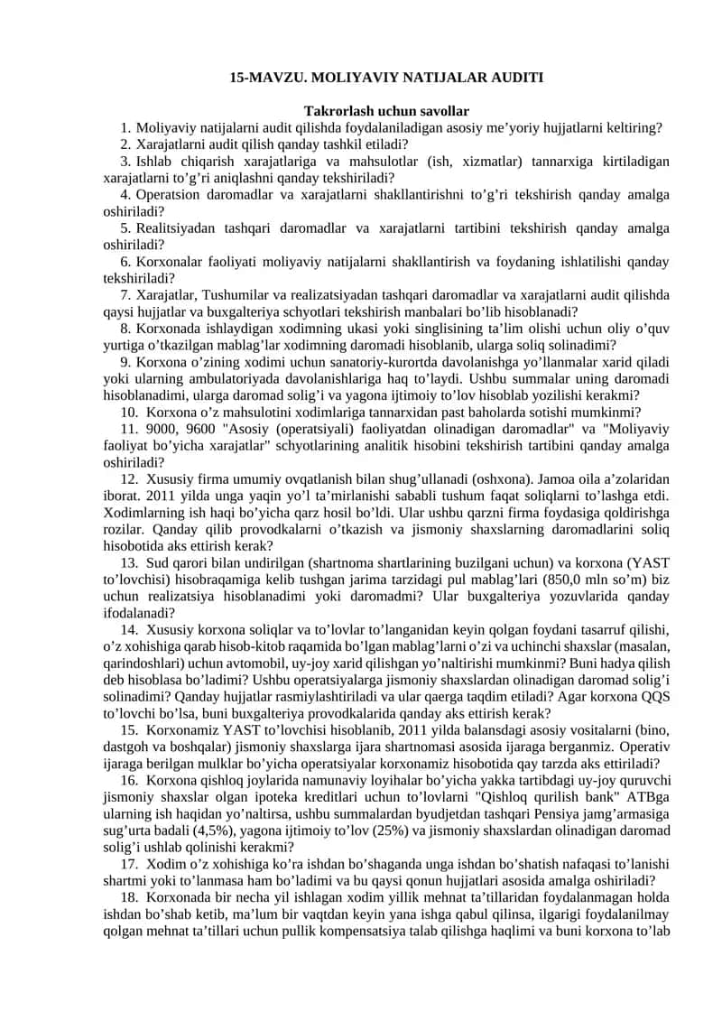 Moliyaviy natijalar audit