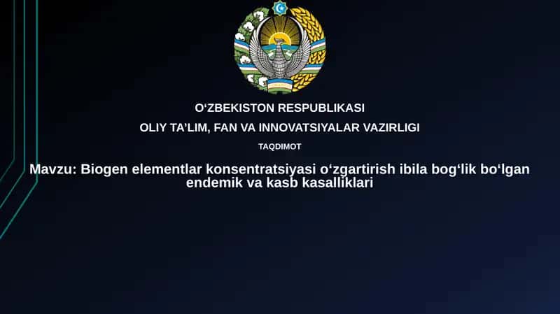 Biogenelementlar konsentratsiyasini o'zgartirish va kasalliklar
