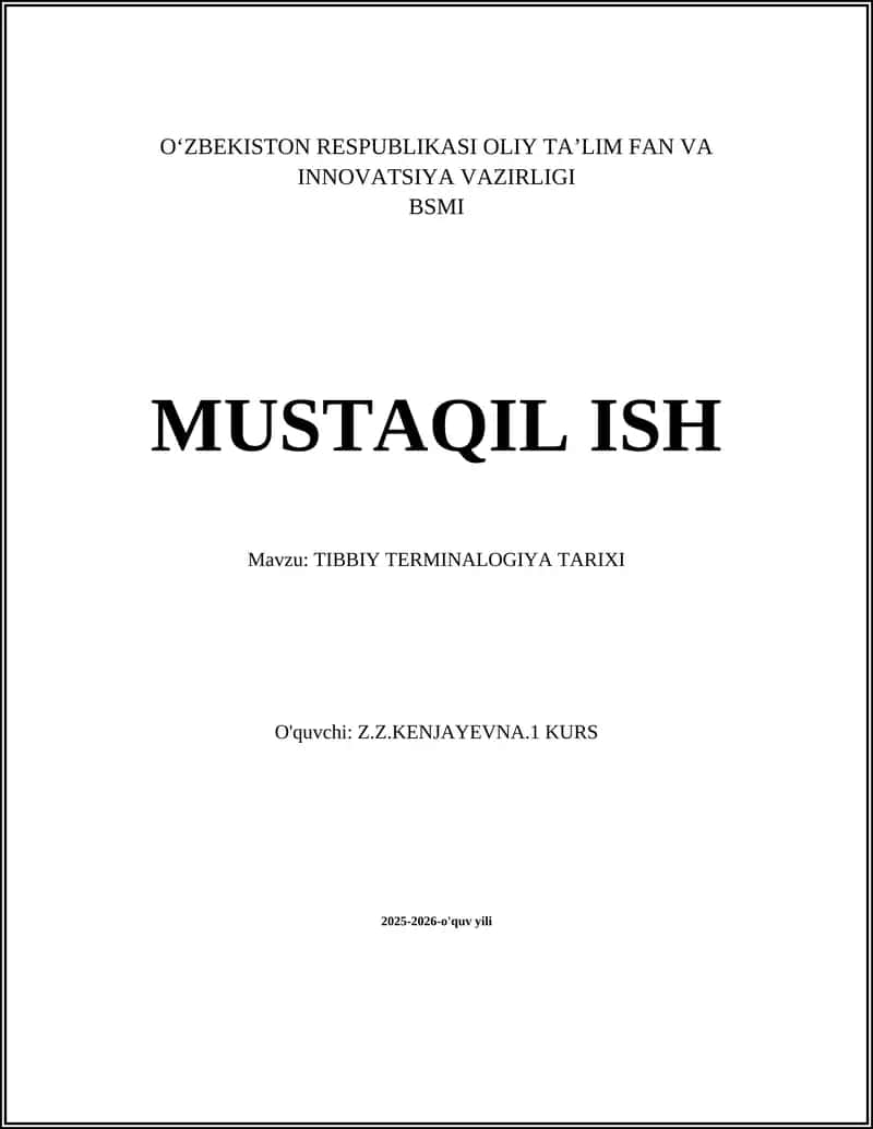 TIBBIY TERMINALOGIYA TARIXI