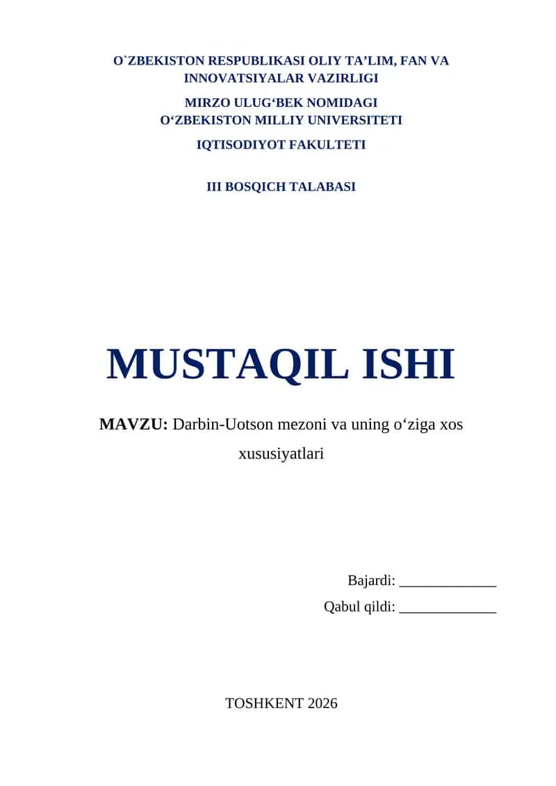 Darbin-Uotson mezoni va uning o‘ziga xos xususiyatlari