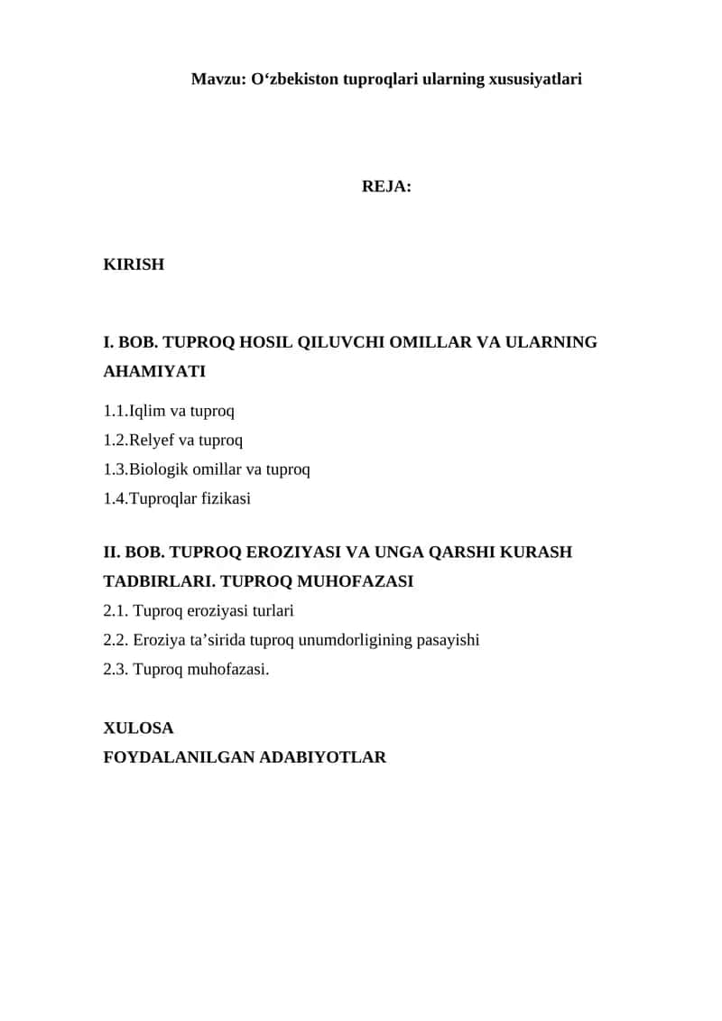 Tuproq unumdorligi va gumus miqdori
