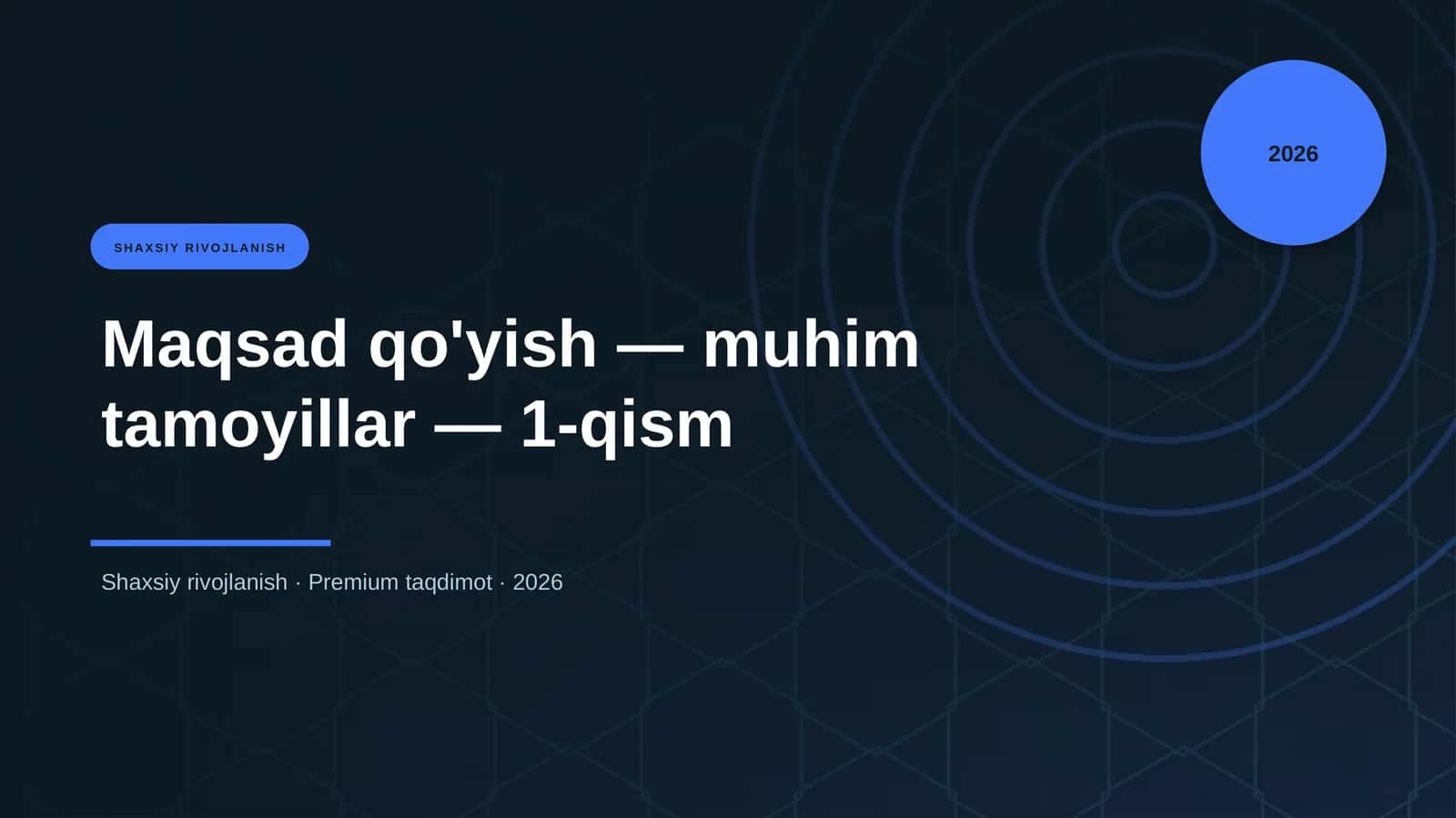 Maqsad qo'yish — muhim tamoyillar — 1-qism