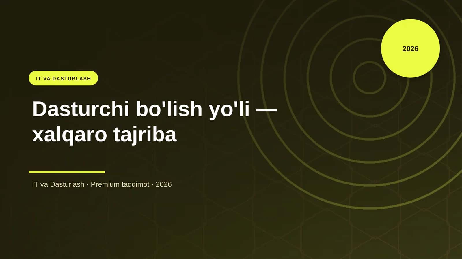 Dasturchi bo'lish yo'li — xalqaro tajriba