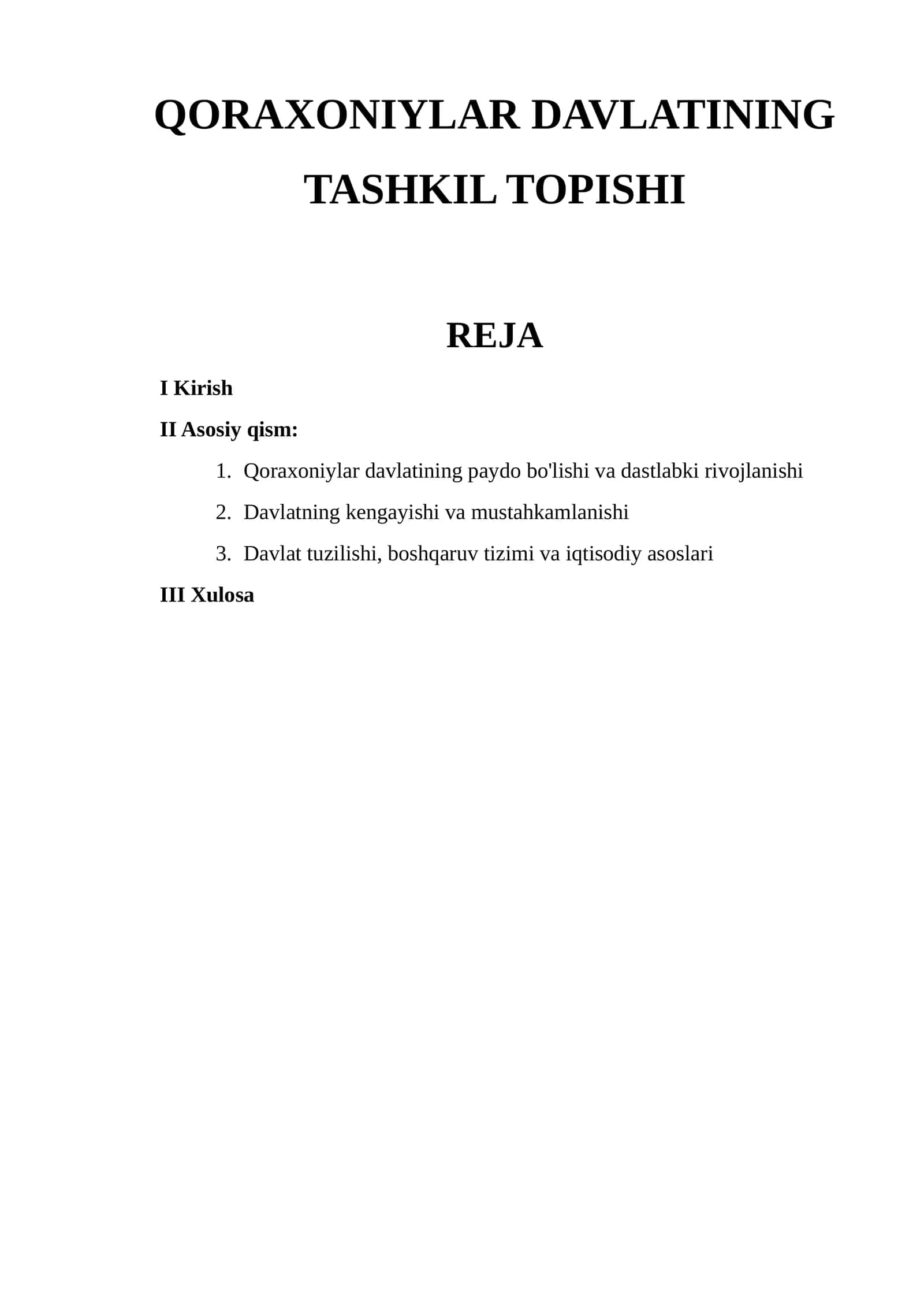 QORAXONIYLAR DAVLATINING TASHKIL TOPISHI