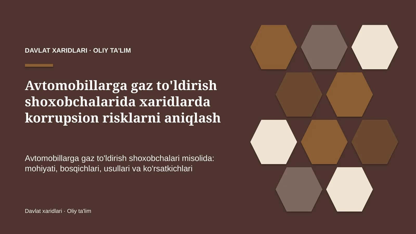 avtomobillarga gaz to'ldirish shoxobchalarida xaridlarda korrupsion risklarni aniqlash 5325