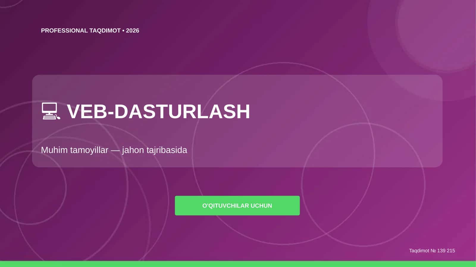 Veb-Dasturlash Muhim Tamoyillar