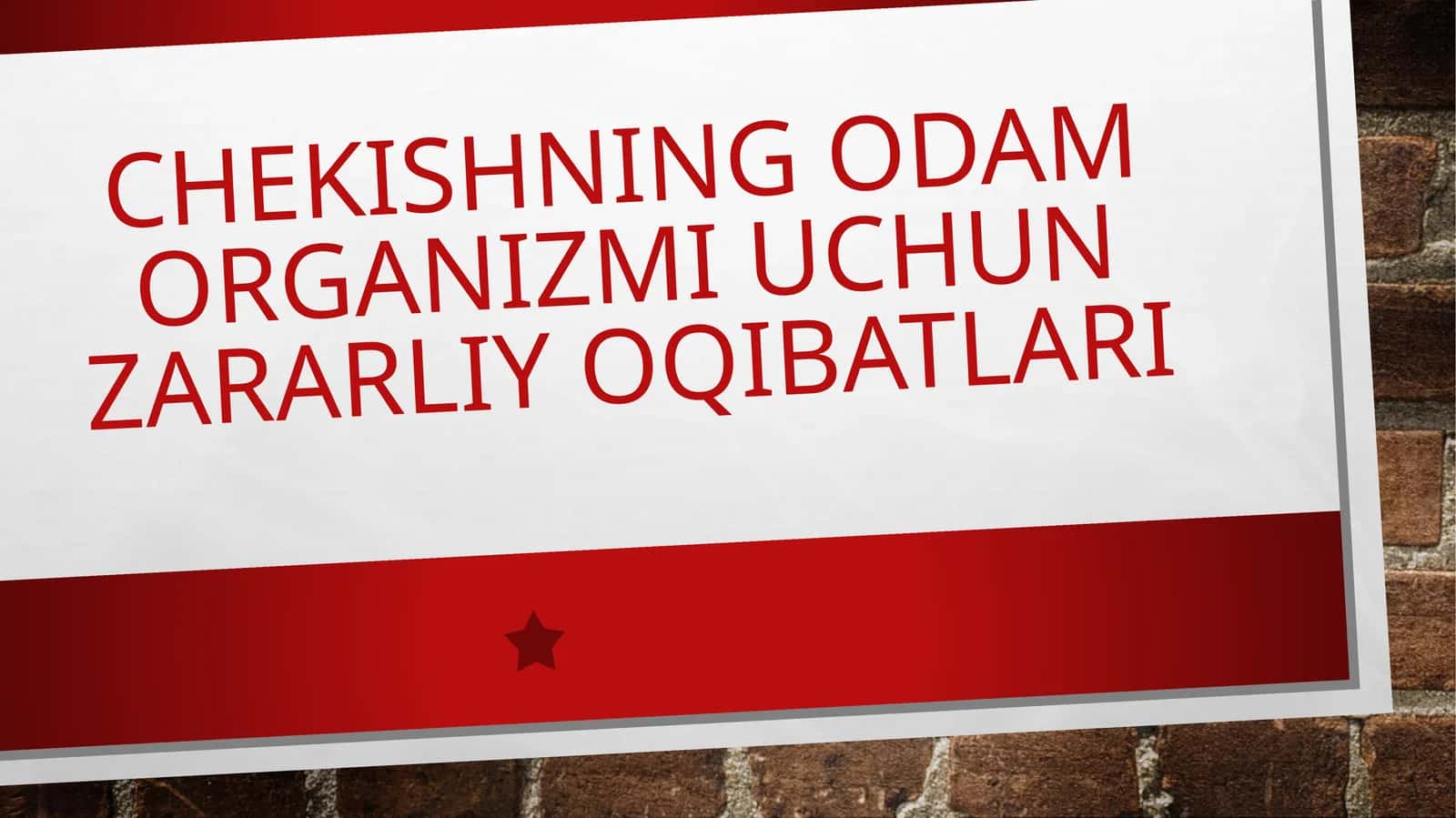 Chekishning odam organizmi uchun zararli yo'qibatlari