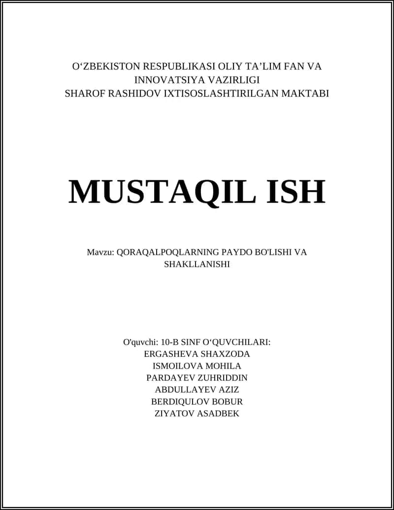 Qoraqalpoqlarning Paydo Bo'lishi va Shakllanishi