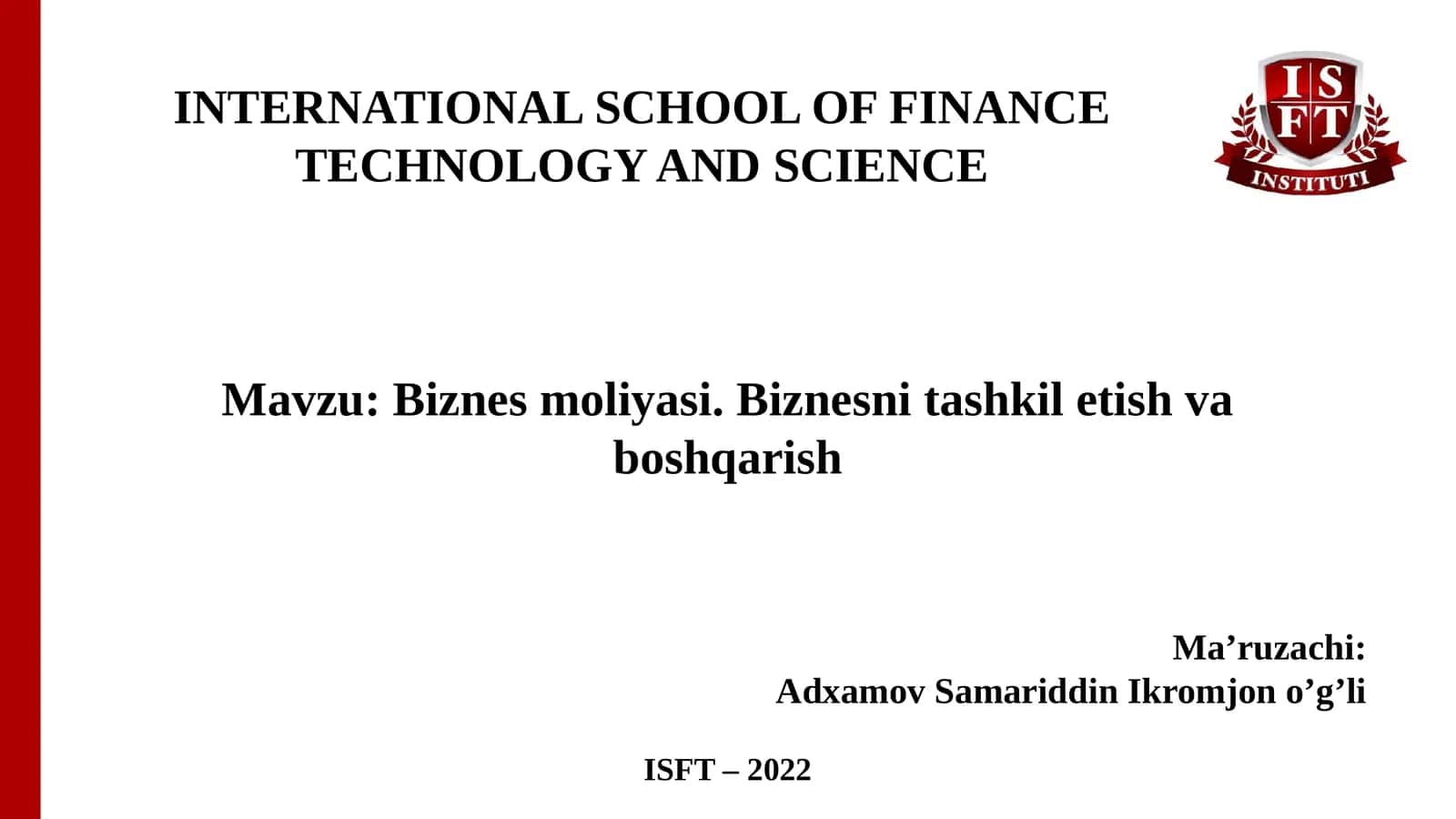 Biznesmoliyasi.Biznesnitashkiletishvaboshqarish