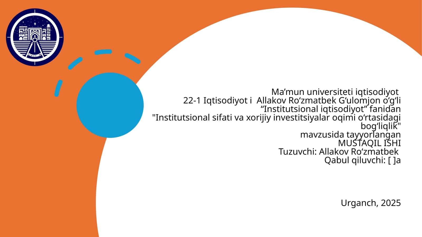Institutsional sifati va xorijiy investitsiyalar oqimi o‘rtasidagi bog‘liqlik