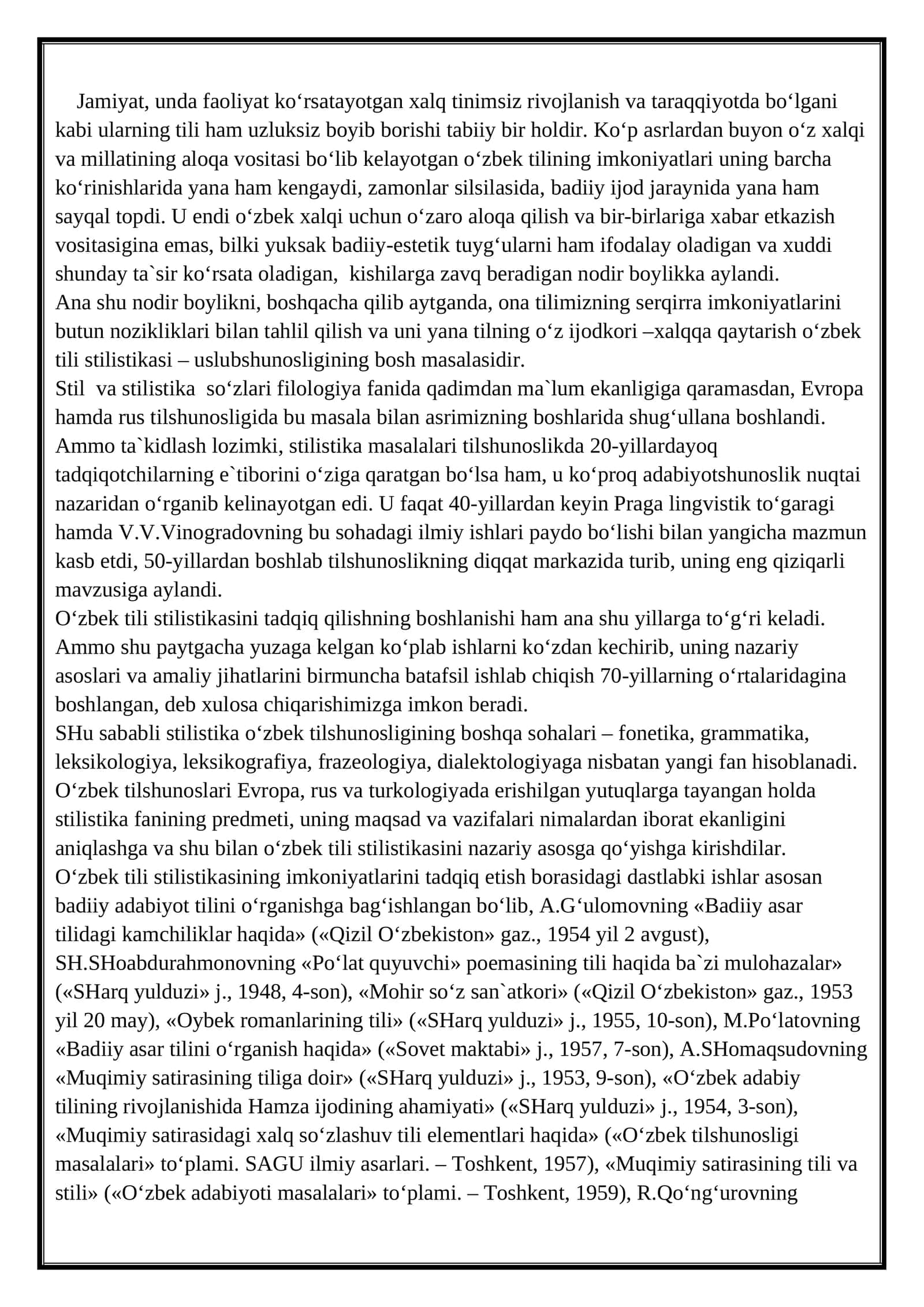 O‘zbek tilining imkoniyatlari