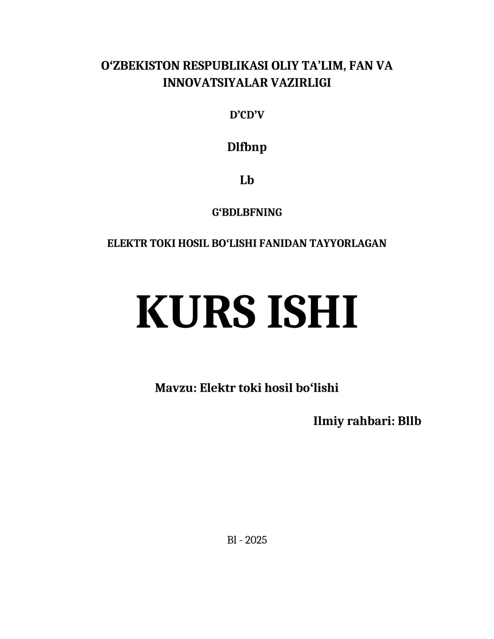 Elektr toki hosil boʻlishi