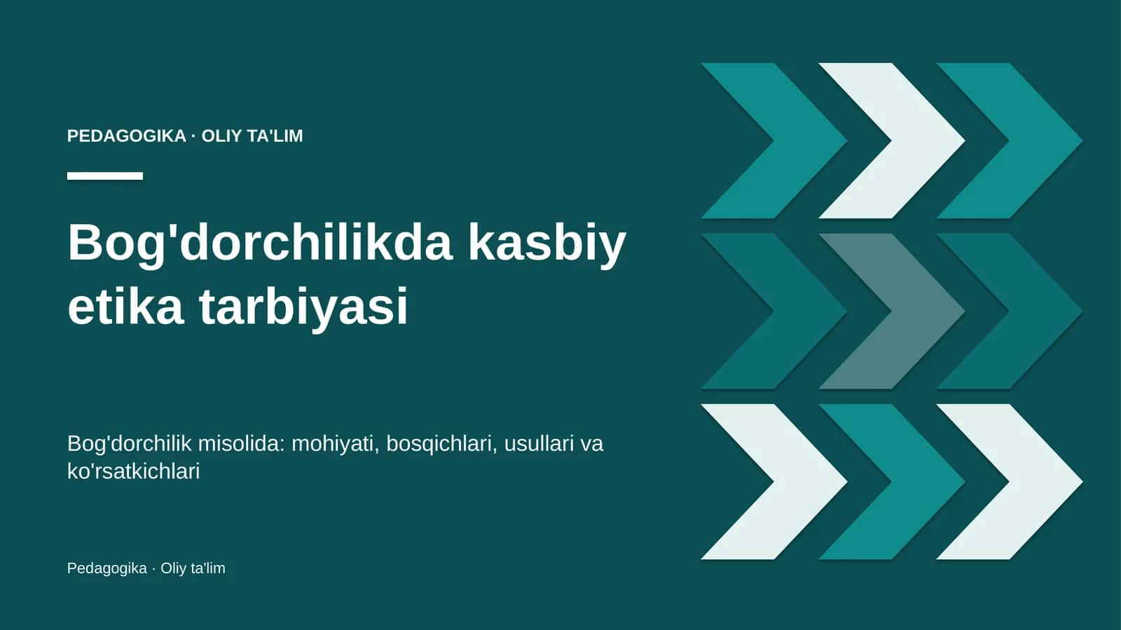 Bog'dorchilikda kasbiy etika tarbiyasi
