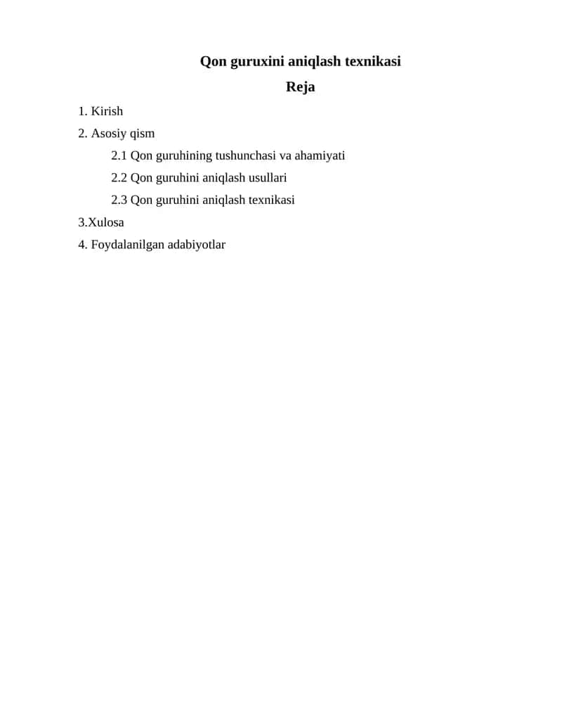 Qon guruxini aniqlash texnikasi