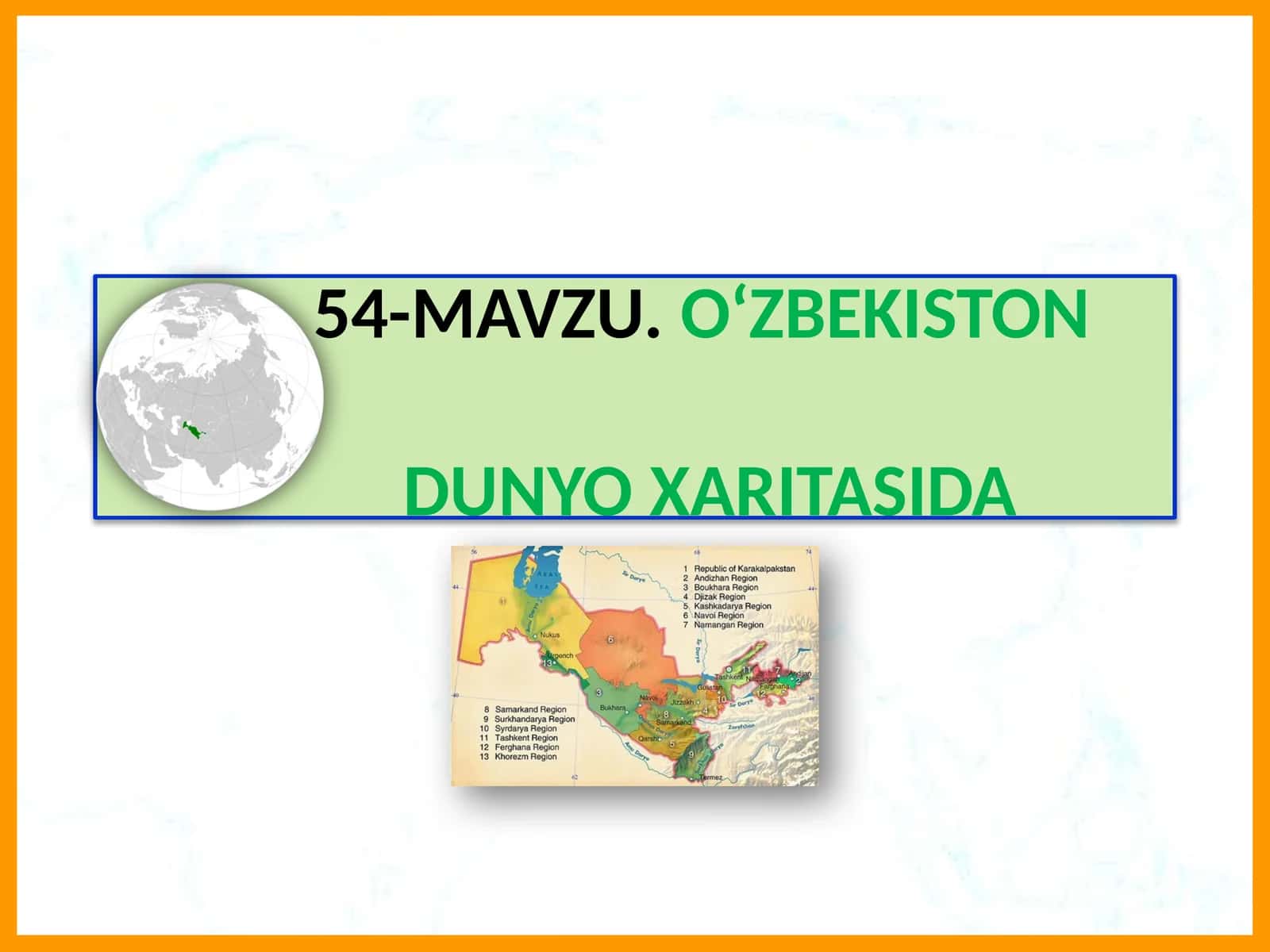 O'zbekistondunyo xaritasida
