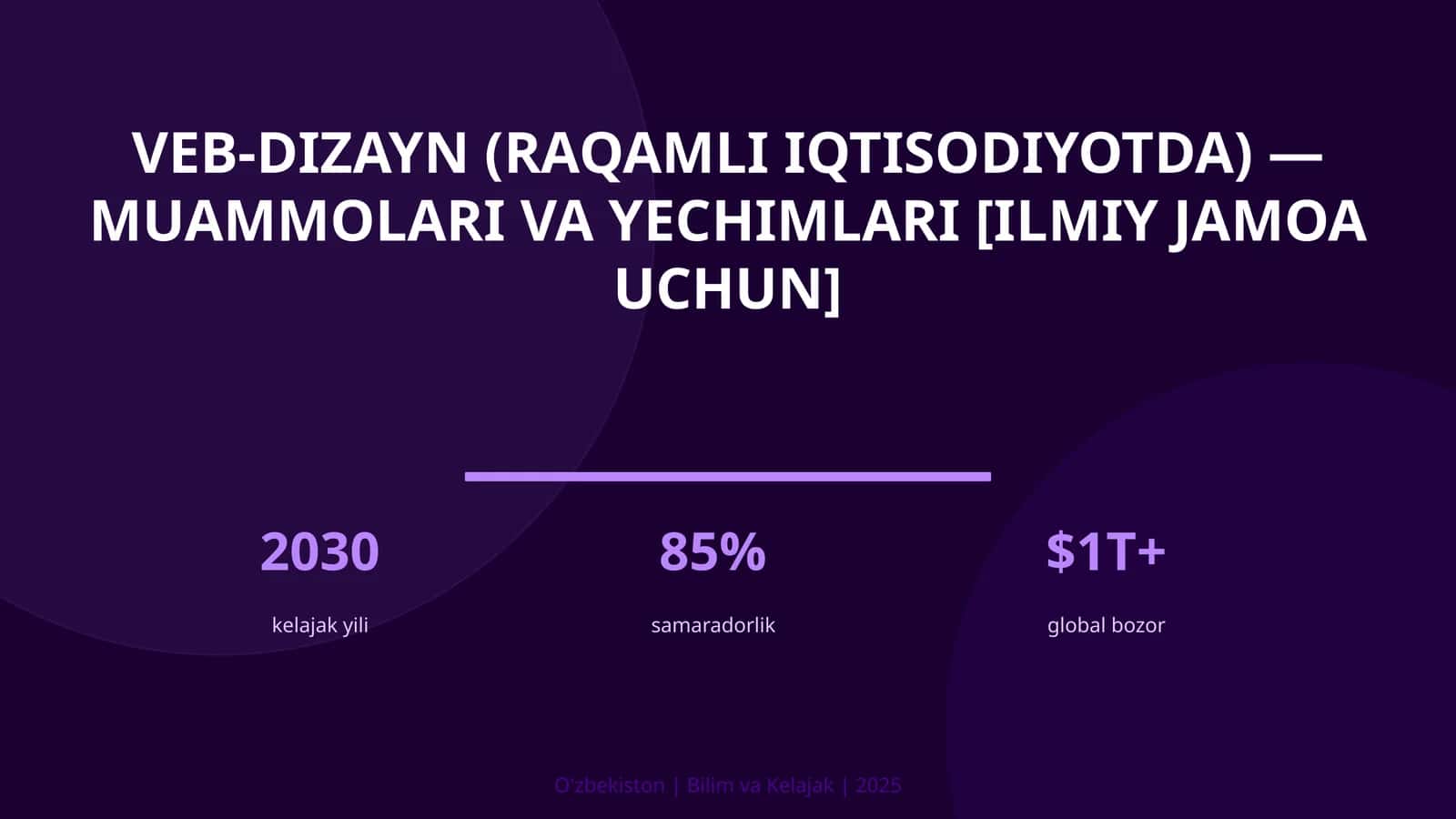 VEB-DIZAYN (RAQAMLI IQTISODIYOTDA) — MUAMMOLARI VA YECHIMLARI [ILMIY JAMOA UCHUN]