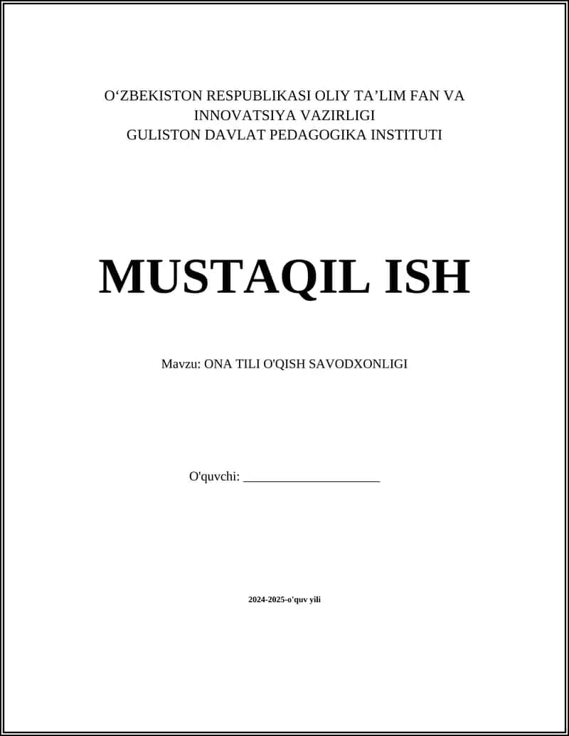 ONA TILI O'QISH SAVODXONLIGI