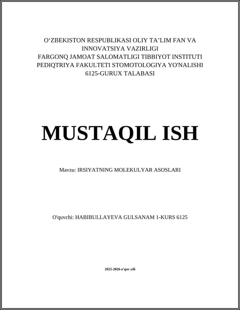IRSIYATNING MOLEKULYAR ASOSLARI