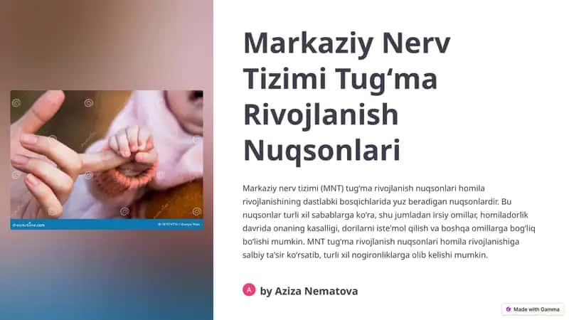 Markaziy Nerv Tizimi Tugʻma Rivojlanish Nuqsonlari