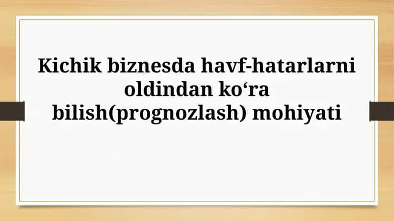 Xatarlarni Aniqlash va Boshqarish