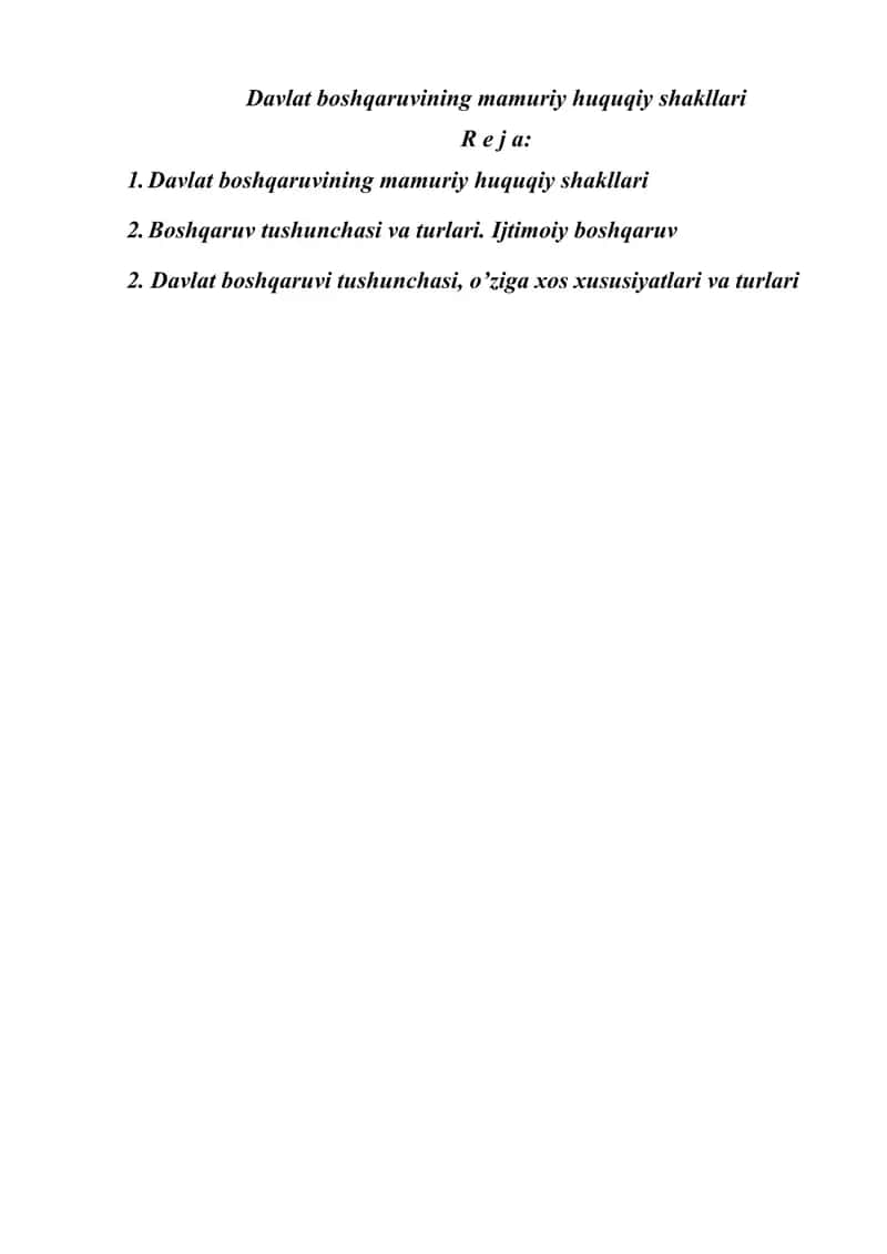 Davlat boshqaruvining mamuriy huquqiy shakllari
