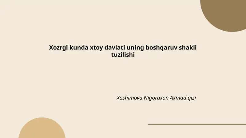 Xitoyning boshqaruv shakli: Sotsialistik bir partiya tizimi