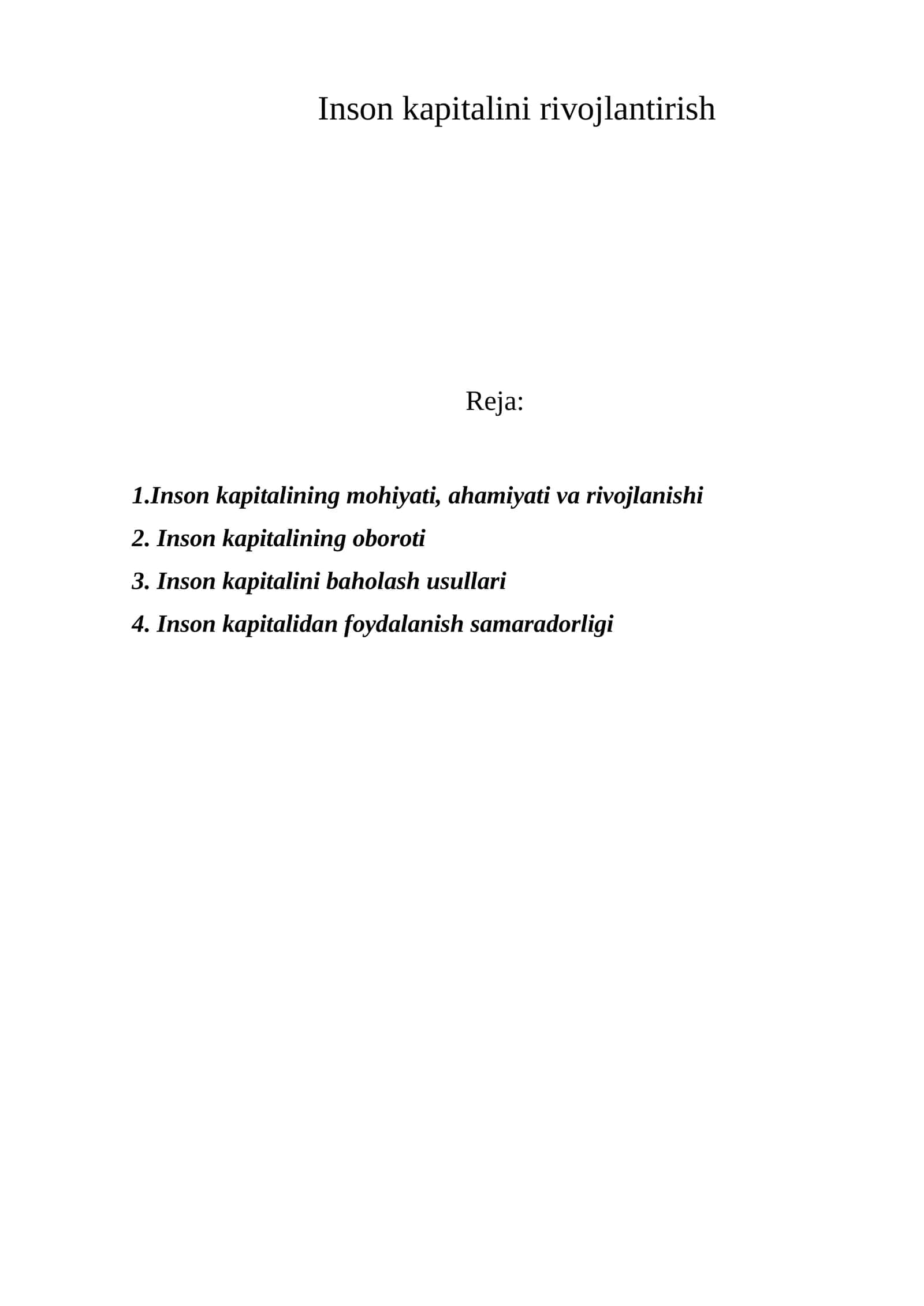 Insоn kаpitаlini rivоjlаntirish