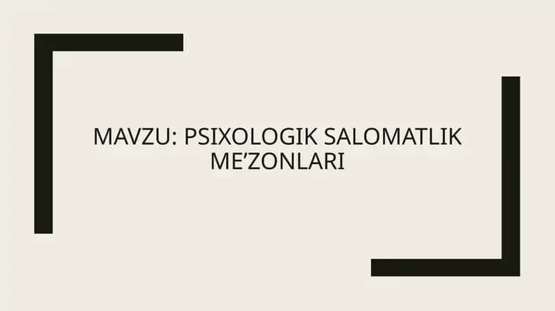 Psixologik salomatlik me’zonlari