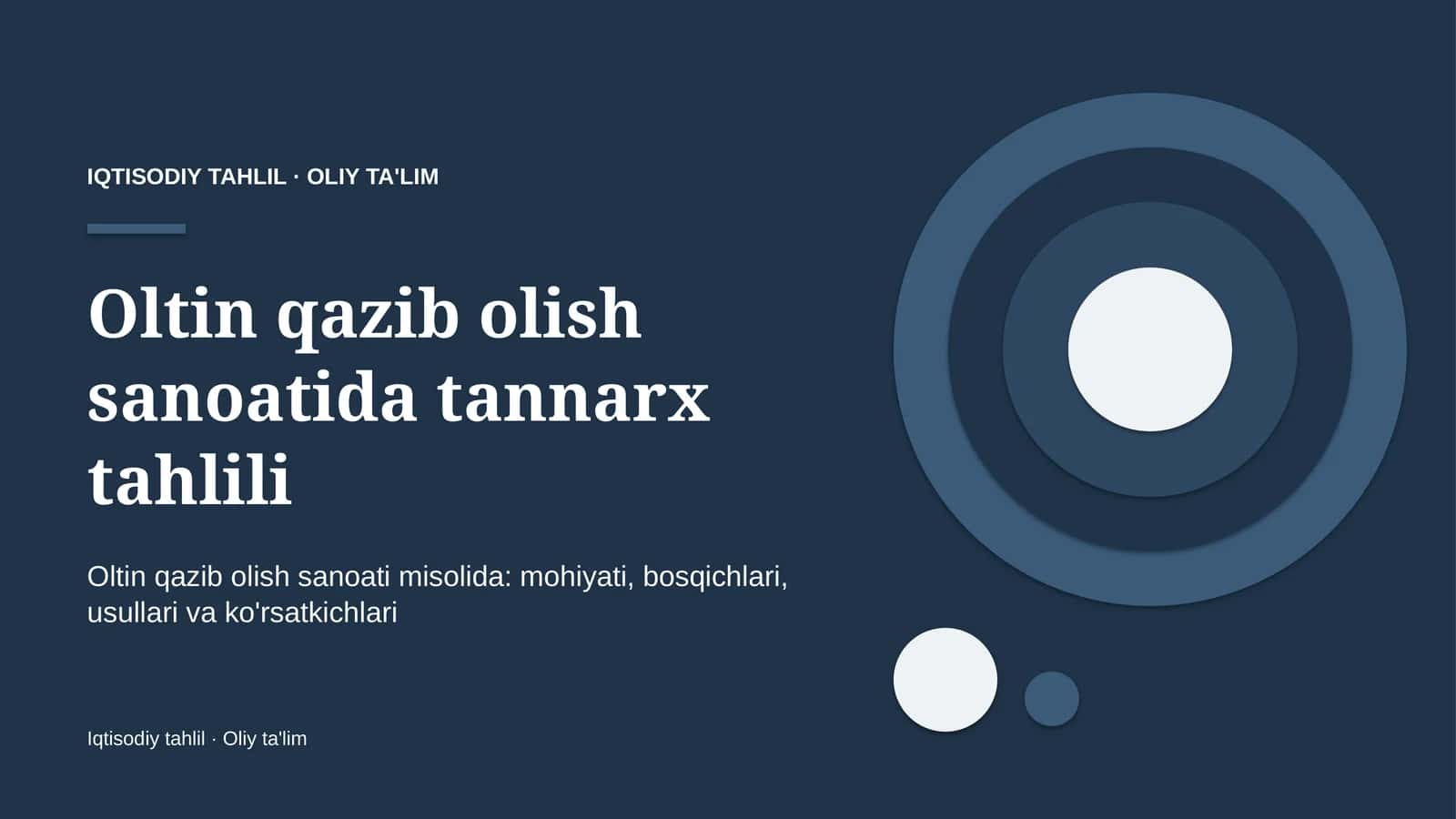 oltin qazib olish sanoatida tannarx tahlili 7769