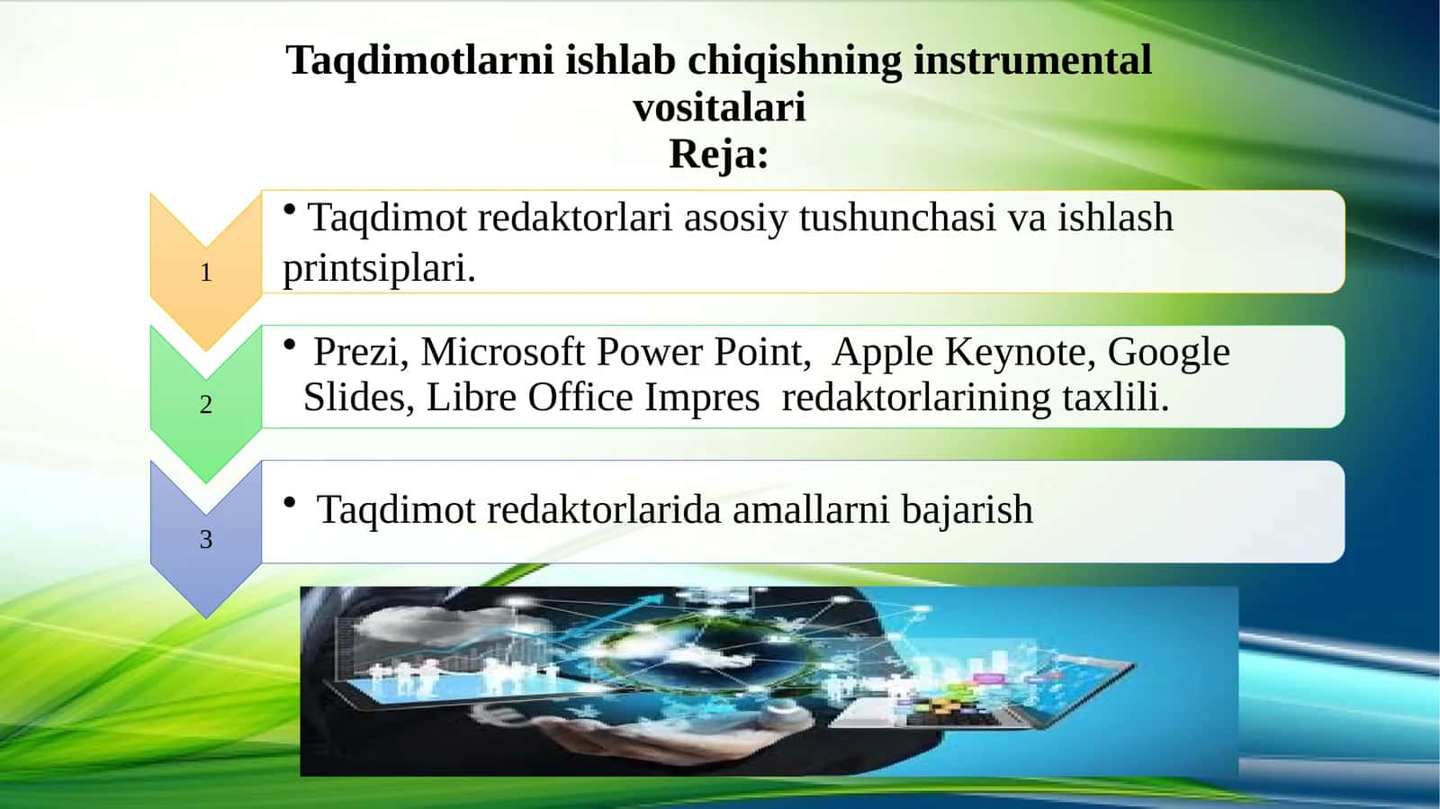 Taqdimotlarni ishlab chiqishning instrumental vositalari