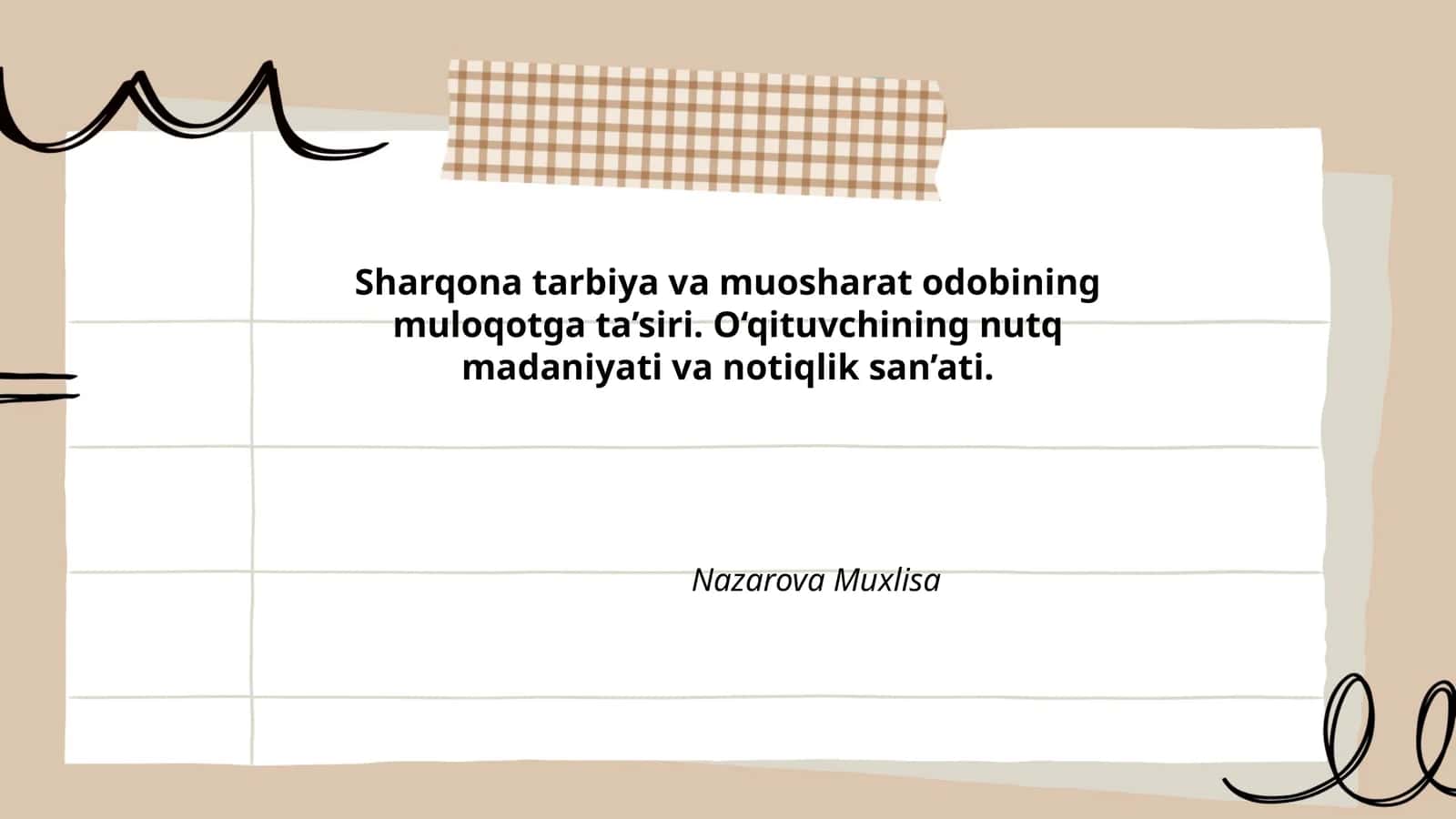 Sharqona tarbiya va muosharat odobining muloqotga ta’siri. O‘qituvchining nutq madaniyati va notiqlik san’ati