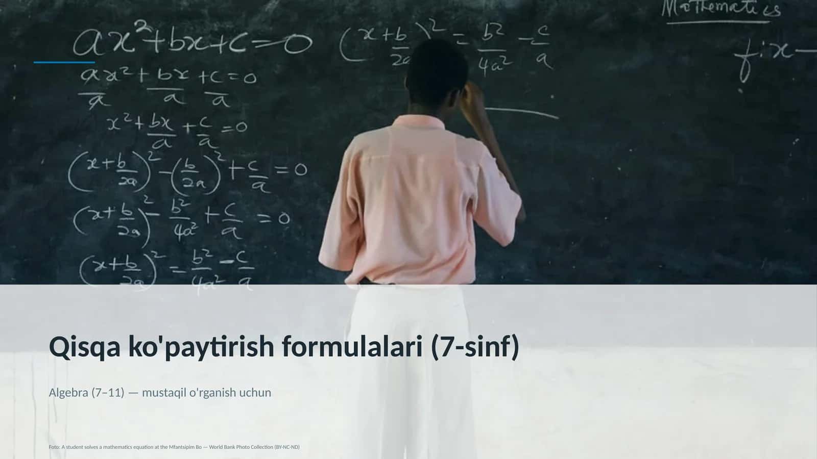 Qisqa ko'paytirish formulalari (7-sinf)