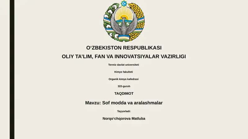 Sof modda va aralashmalar