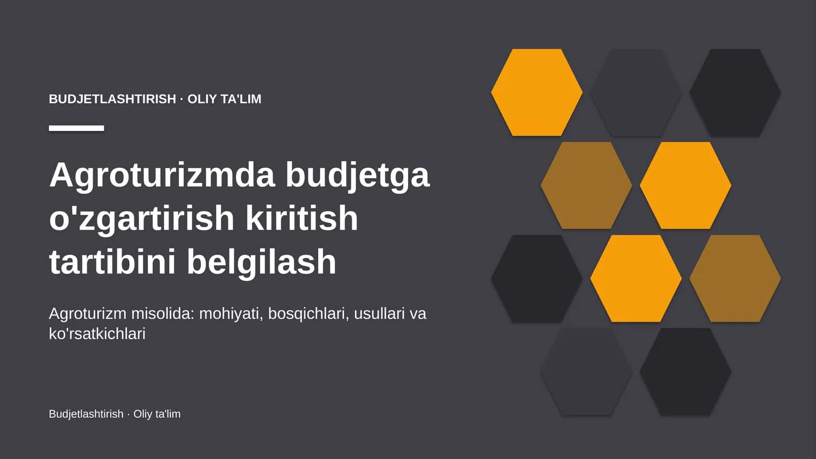 Agroturizmda budjetga o'zgartirish kiritish tartibini belgilash