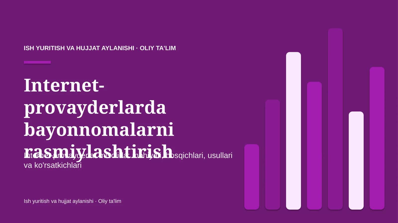 Internet-provayderlar misolida: mohiyati, bosqichlari, usullari va ko'rsatkichlari