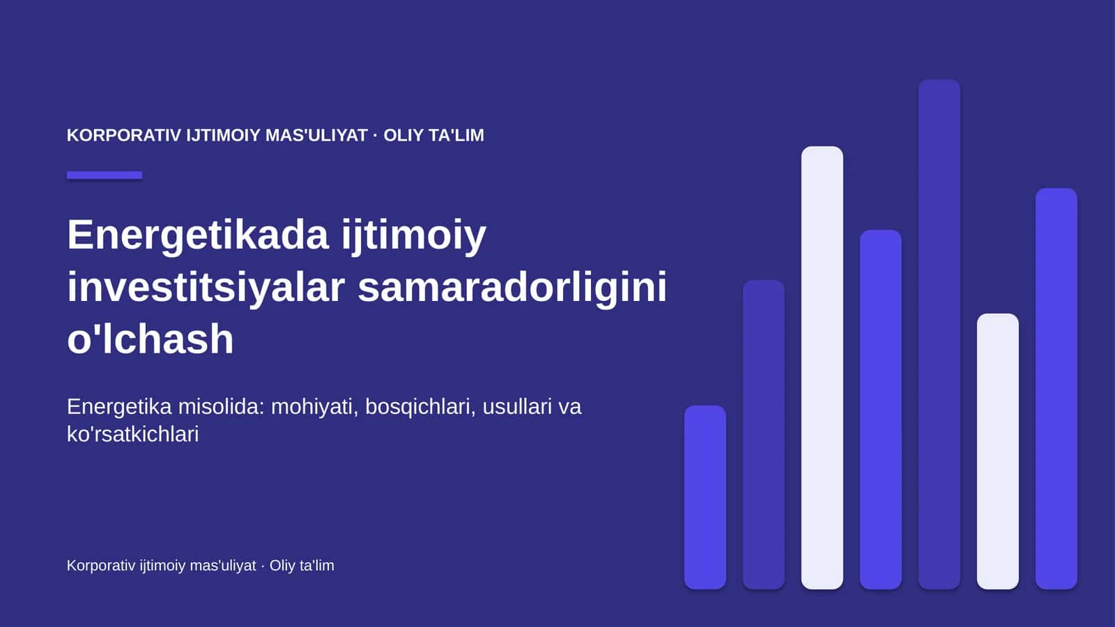 Energetikada ijtimoiy investitsiyalar samaradorligini o'lchash