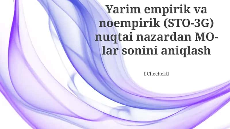 Molekulyar Orbitallar (MO) ga Kirish