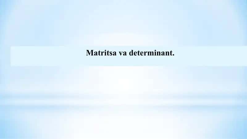 Matritsa va determinant