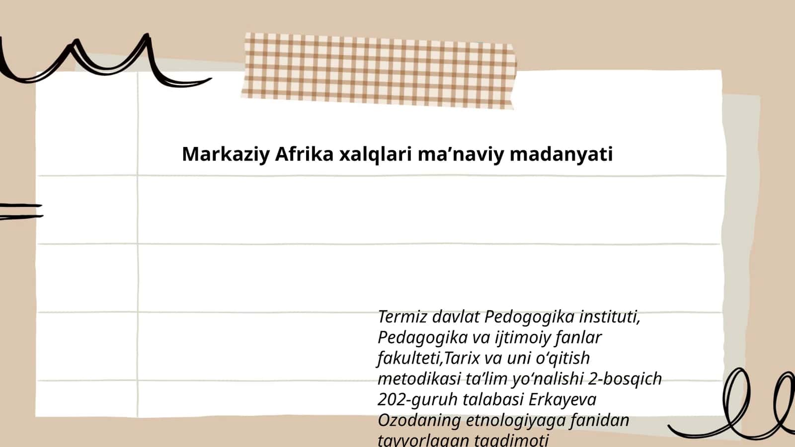 Markaziy Afrika xalqlari maʼnaviy madanyati