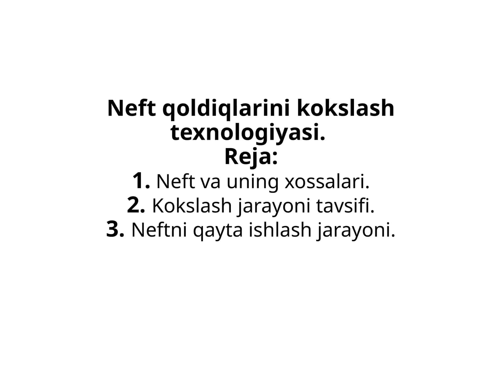 Neft qoldiqlarini kokslash texnologiyasi