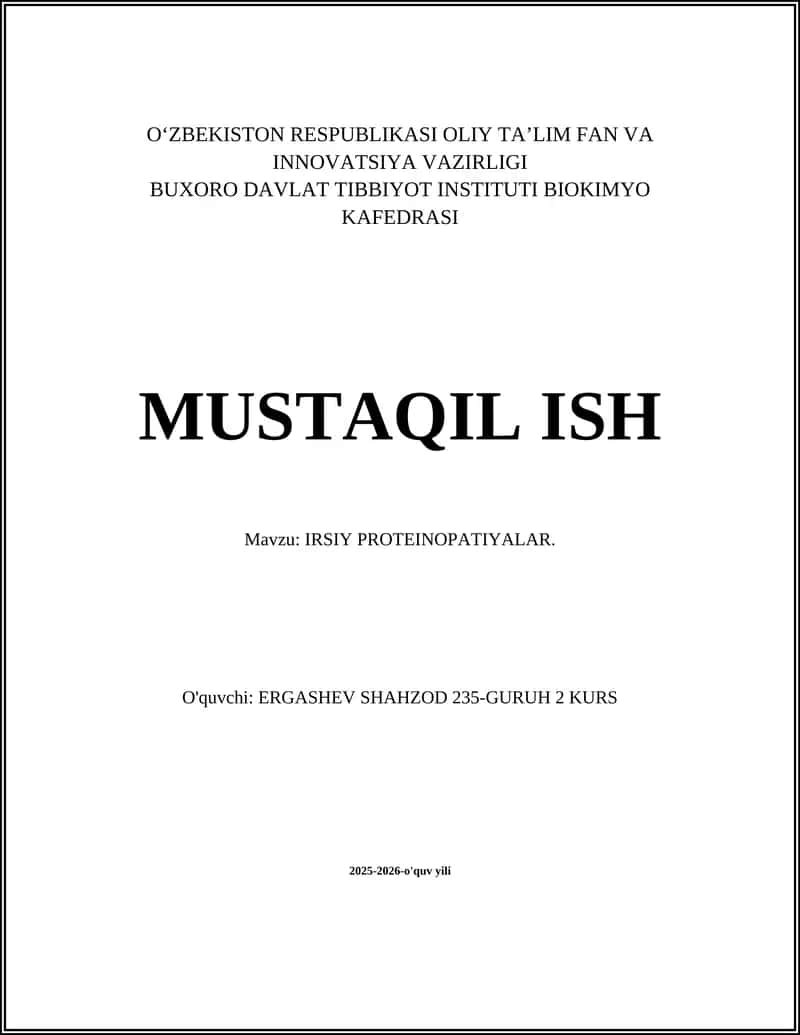 IRSIY PROTEINOPATIYALAR