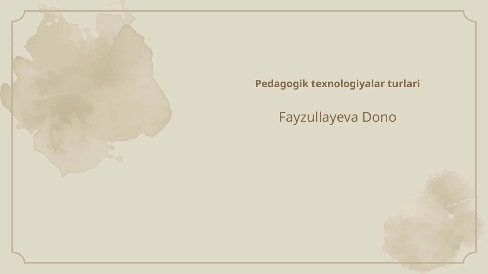 Pedagogik texnologiyalar turlari