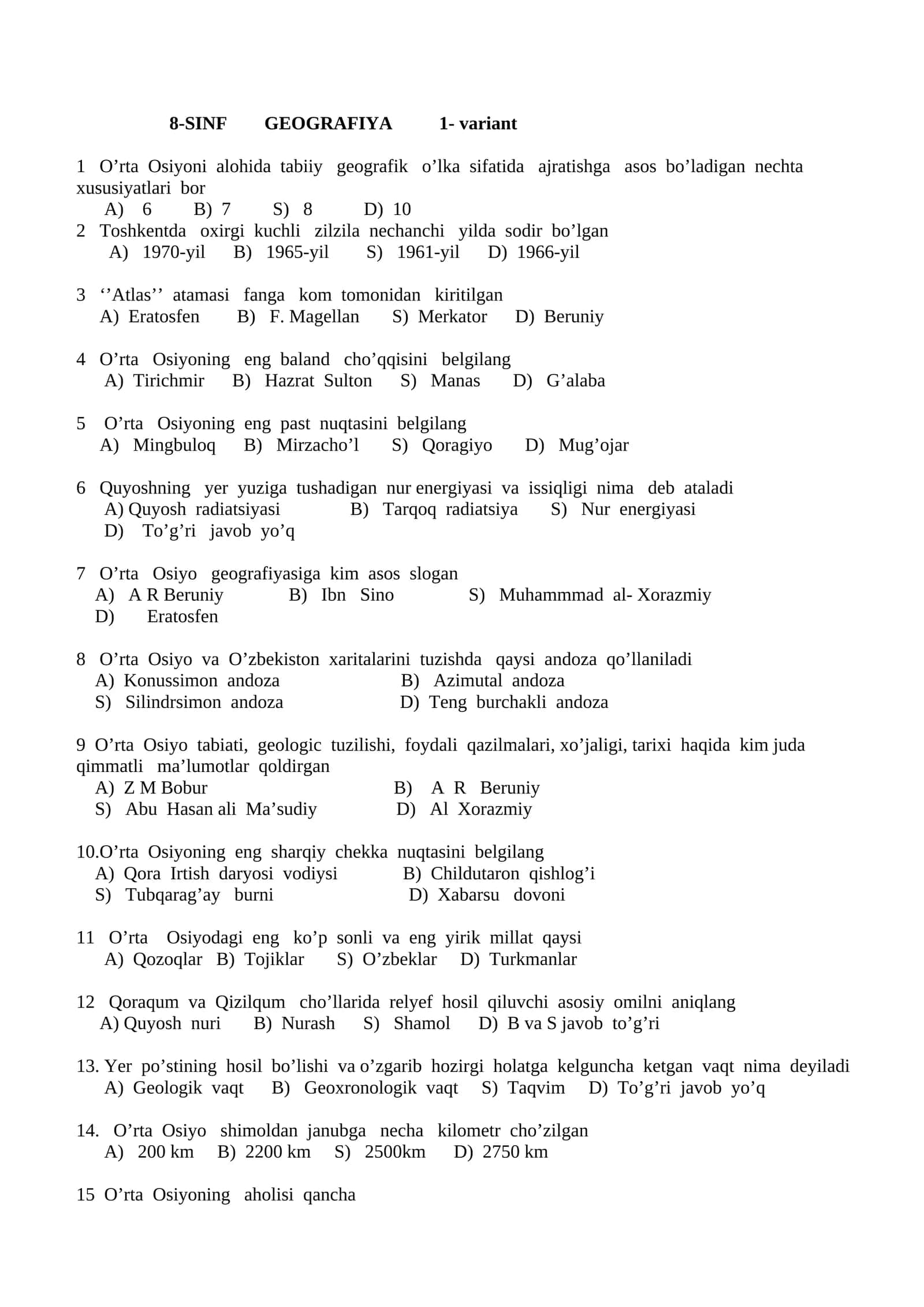 8-SINF GEOGRAFIYA 1-variant