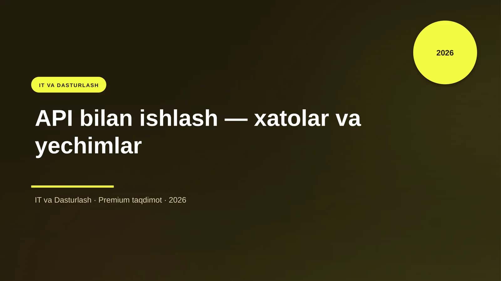 API bilan ishlash — xatolar va yechimlar