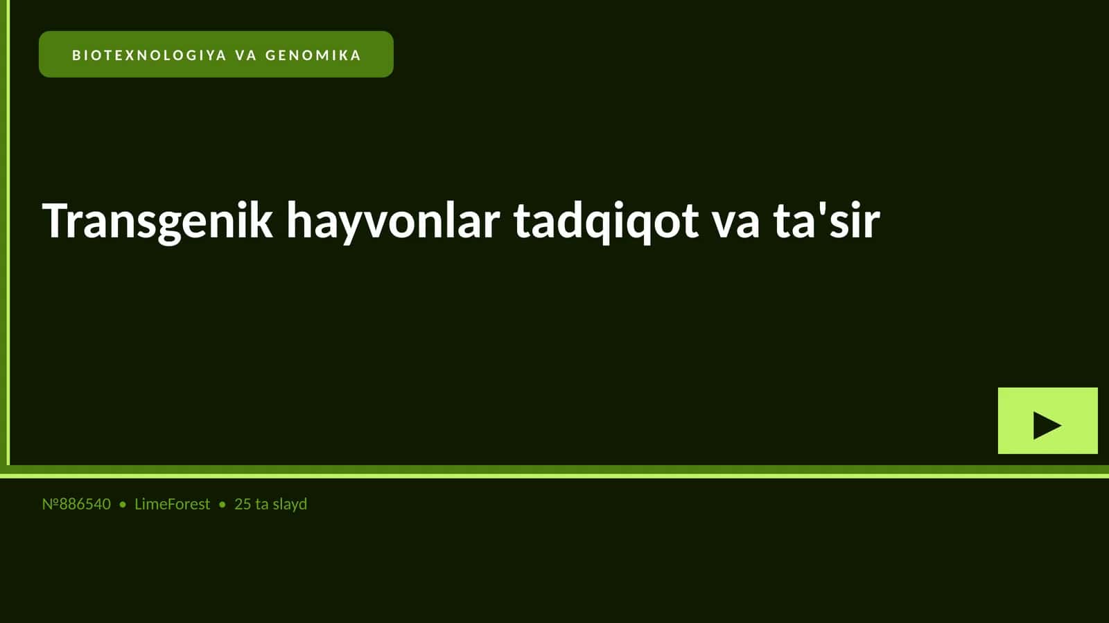 BIOTEXNOLOGIYA VA GENOMIKA