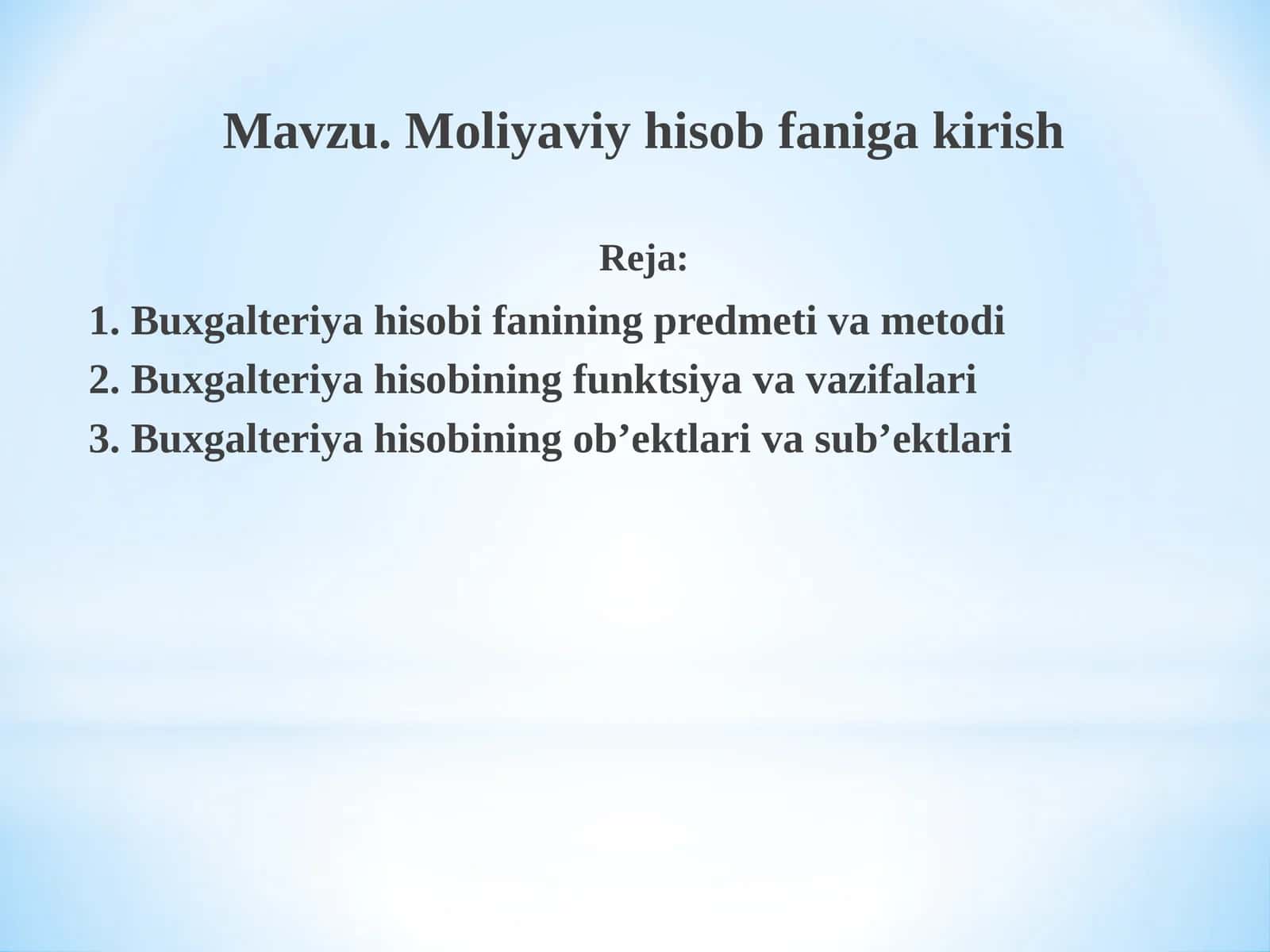 Mоliyaviy hisоb fаnigа kirish