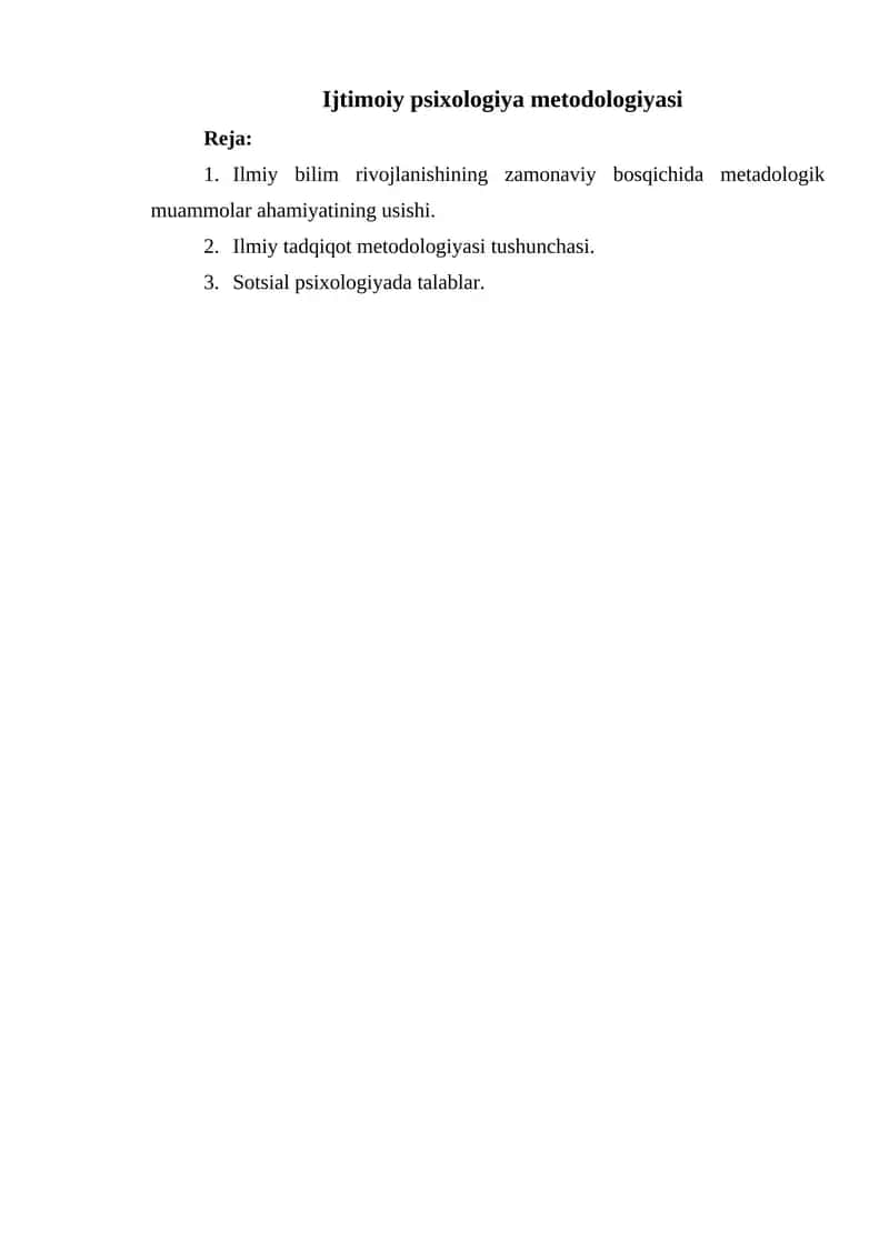 Ijtimoiy psixologiya metodologiyasi